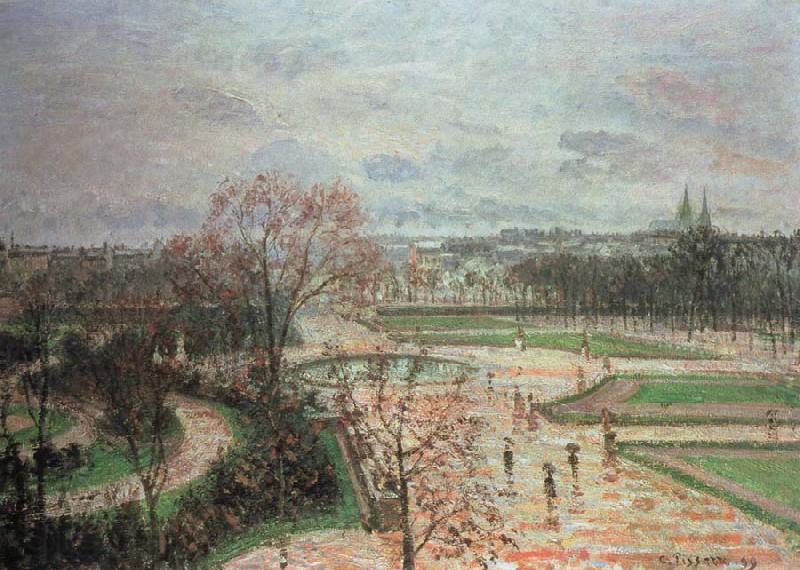Camille Pissarro the tuileries gardens,rainy weather France oil painting art